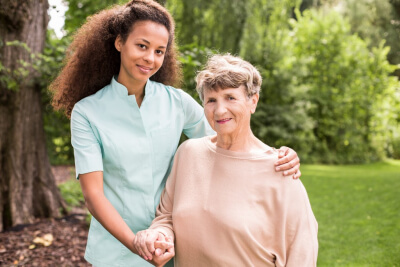 caregiver and senior woman