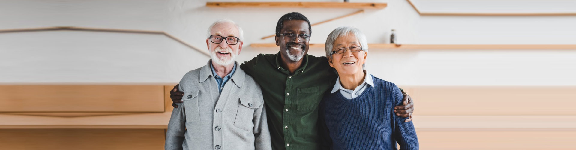 group of senior men smiling